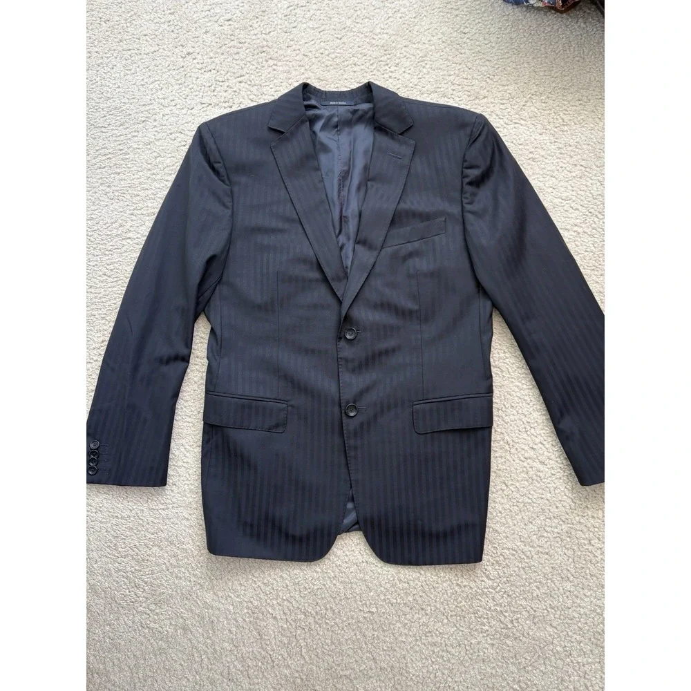 Z ZEGNA Blue Striped City Wool Blazer Suit Coat Jacket Sz 48C (38)